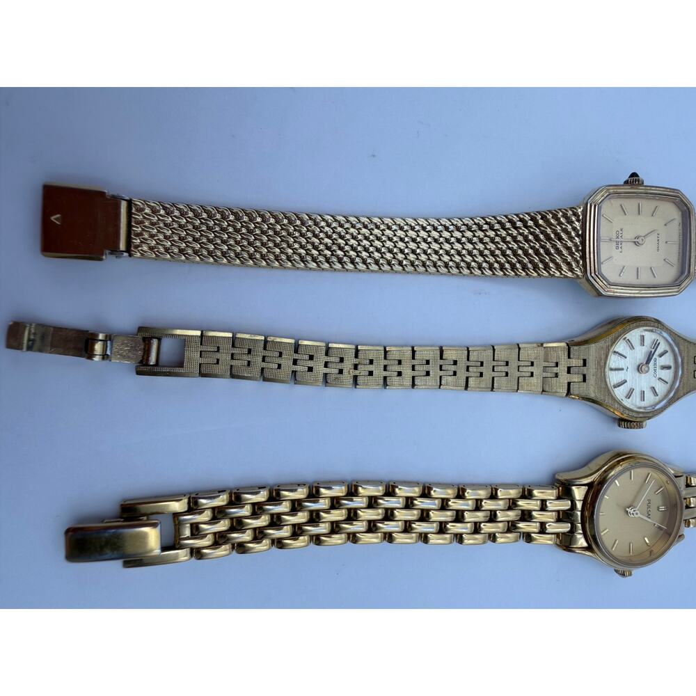 Vintage Womens Watch Lot of 3 Seiko Lassale Seiko Pulsar Gold Tone Untested - Picture 4 of 9